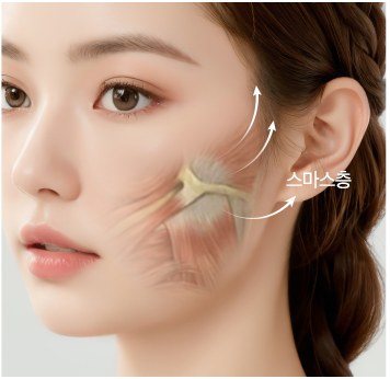 스마스층 리프팅 일러스트가 표시된 여성 모델